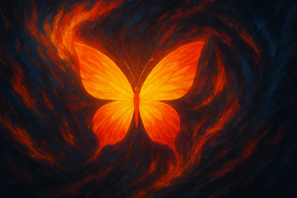 Borboleta Radiante em Fúria de Cores representando o Adobe Firefly