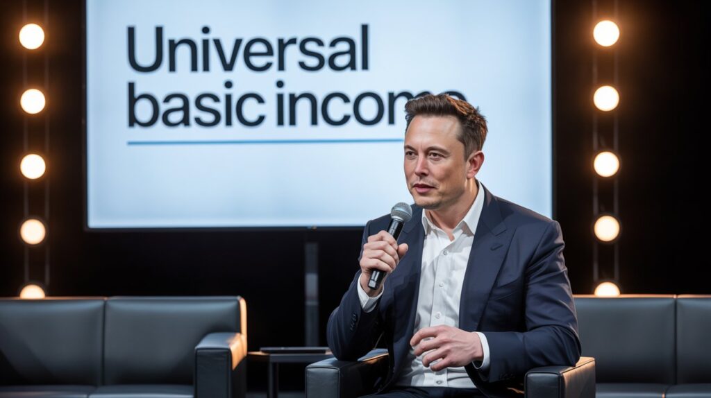 Elon Musk falando sobre a Renda Básica Universal