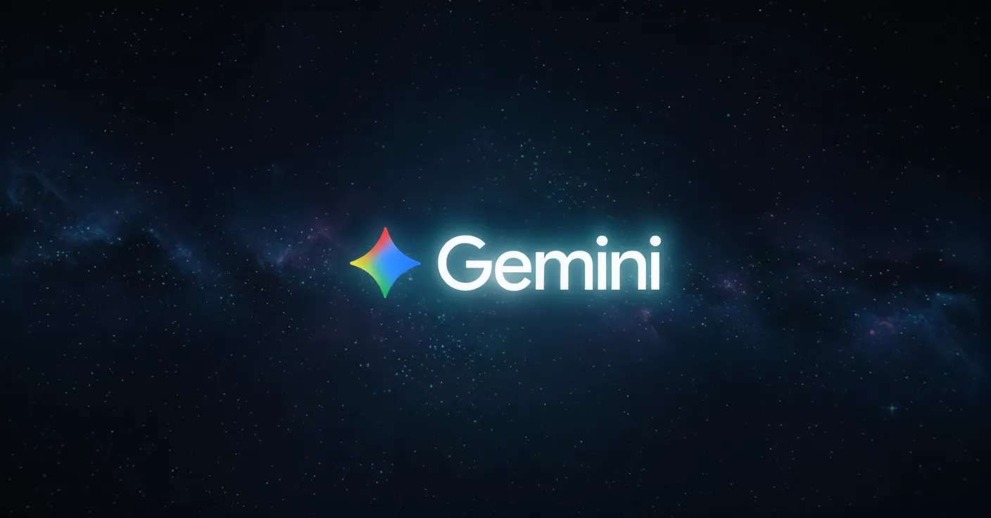 logotipo do Gemini em um fundo de céu noturno estrelado.