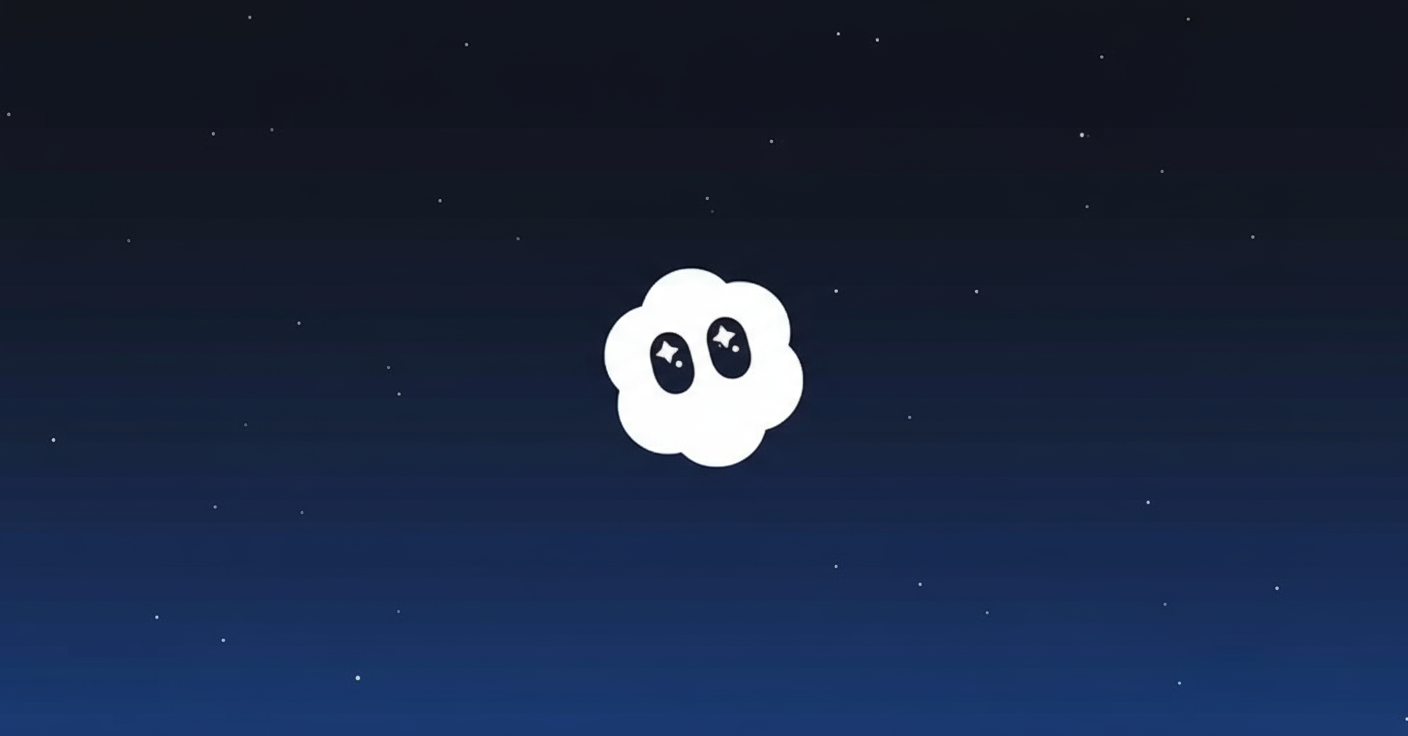 logo do Sora 2 em um fundo de céu noturno azul-escuro com pequenos pontos de estrelas.