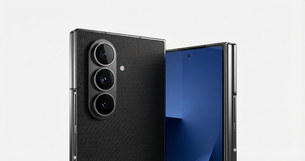 Sistema de câmera tripla traseira do smartphone dobrável Galaxy Z TriFold.