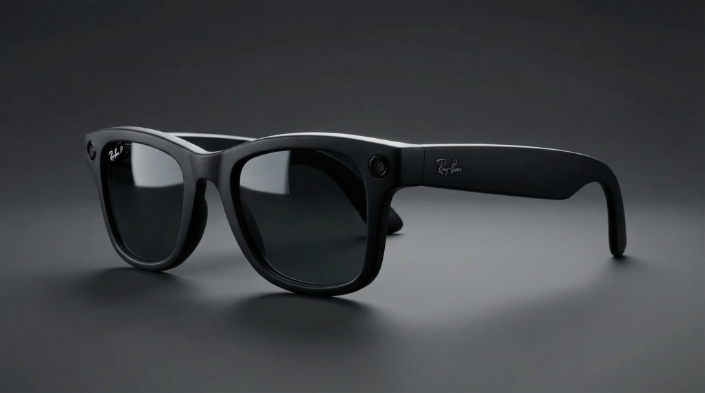 Óculos inteligentes Ray-Ban Meta modelo Wayfarer preto fosco.