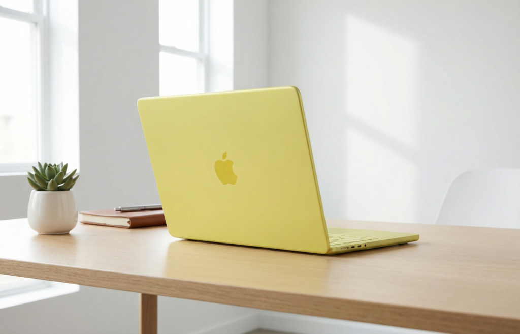 MacBook Neo numa mesa de escritório