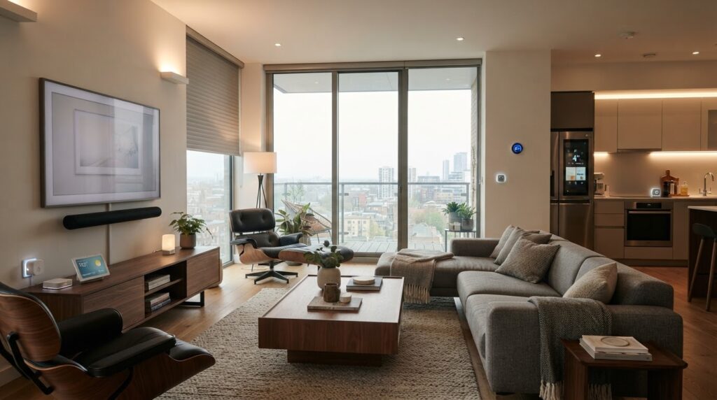 Casa inteligente com dispositivos conectados e automação residencial