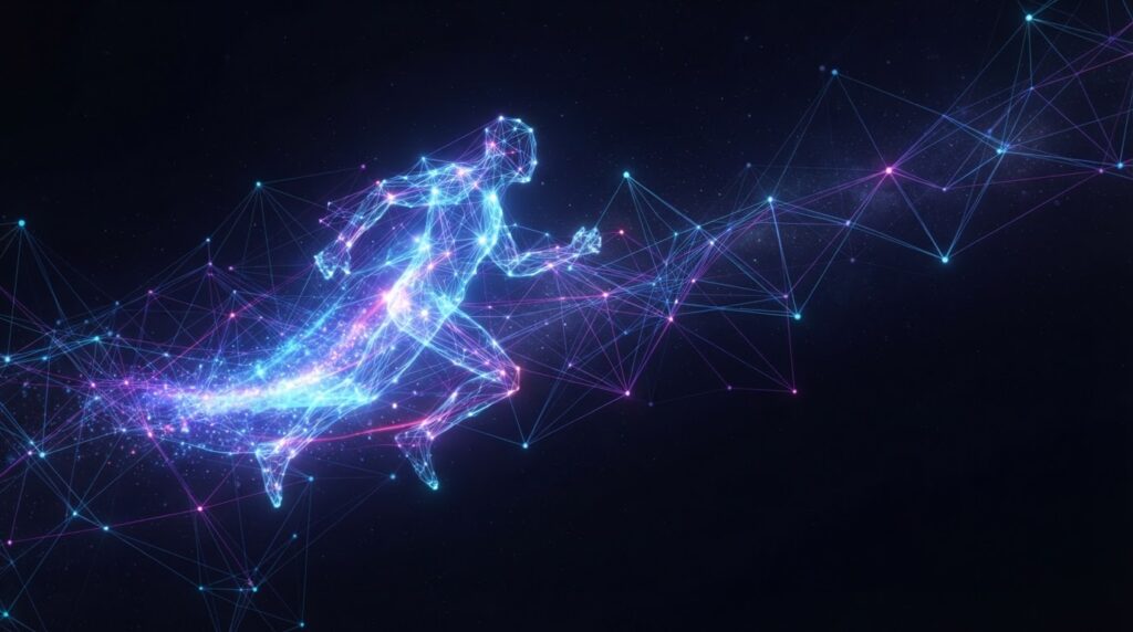 Ilustração de um agente de inteligência artificial executando tarefas de forma autônoma