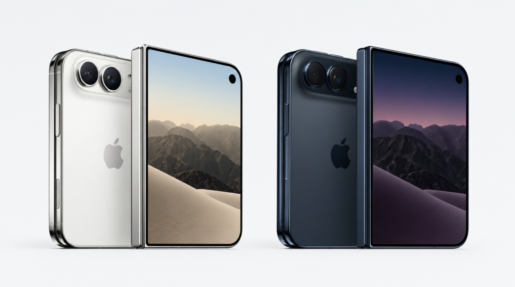 Duas cores do iPhone Duo (dobrável) Branco estrela e Céu Noturno